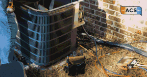 HVAC person fixing outdoor unit to avoid making the HVAC warranty void