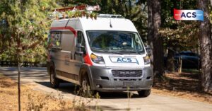 HVAC Work Vehicle driving in the Fall