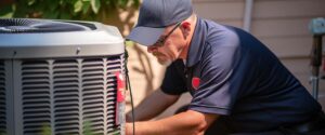 Complete Georgia AC Repair Services Guide - repairman fixing outdoor air conditioner