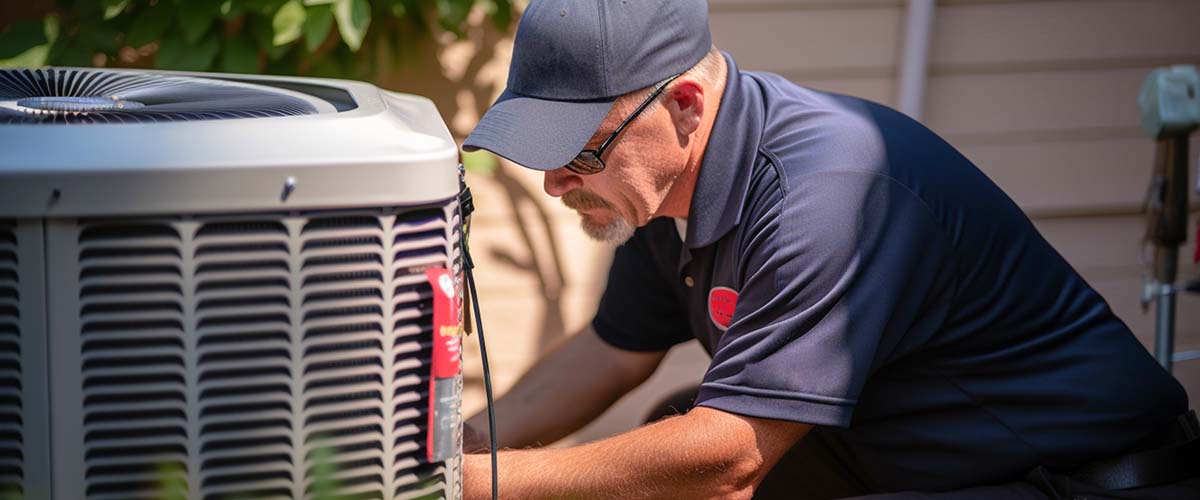 Complete Georgia AC Repair Services Guide - repairman fixing outdoor air conditioner